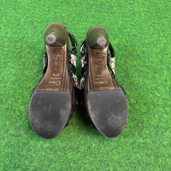 Dior Feline Snakeskin Python Sandals Heels Platform Slingback Shoes 37.5 - Picture 4 of 13